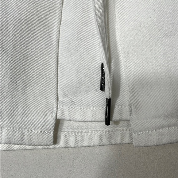 White A-Line Mini Skirt Tie Front Casual - Picture 3 of 9